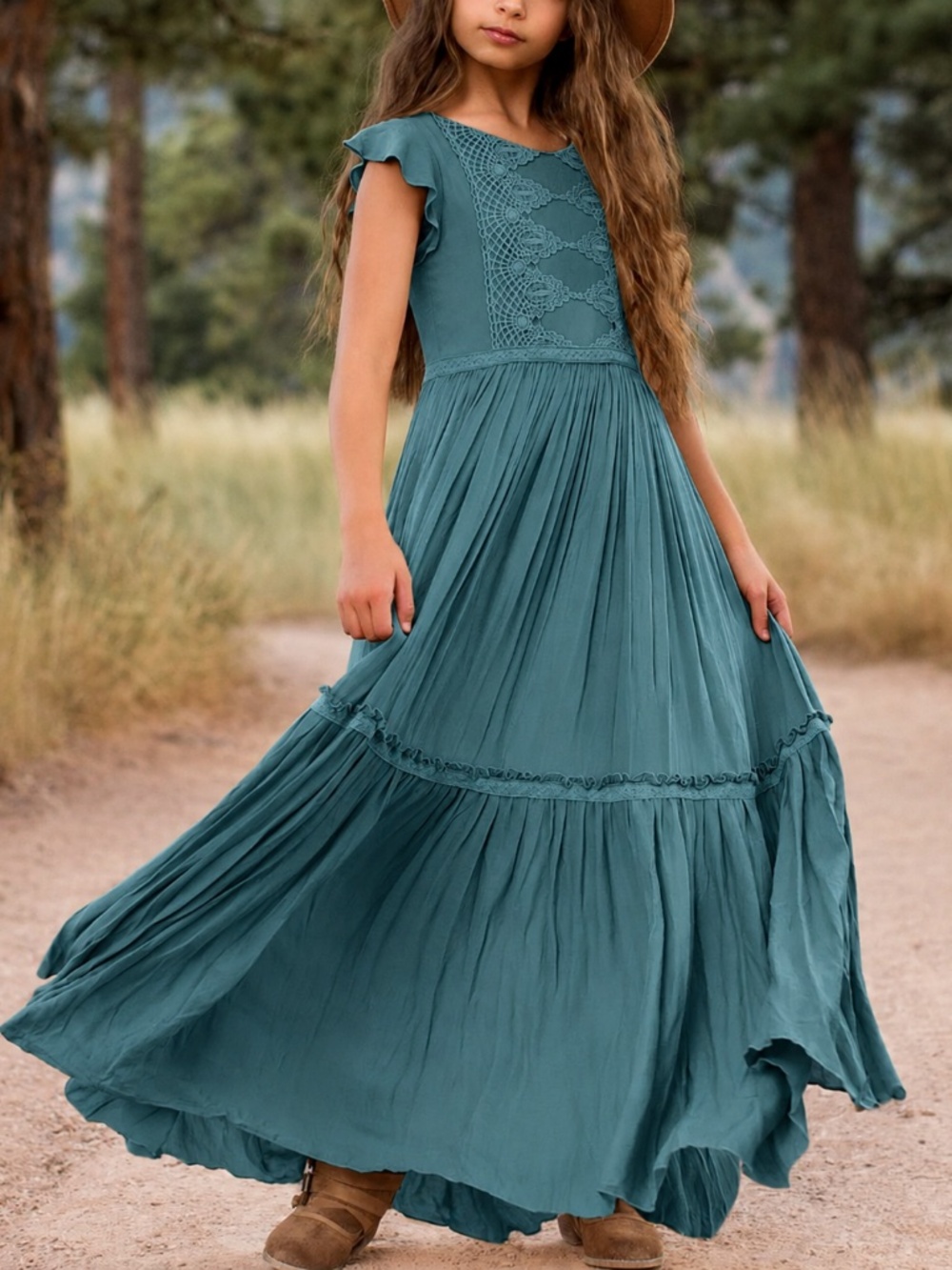 Joyfolie Viola Dress 12 NWT Deep Ocean Teal Maxi Flower Girl Jr Bridesmaid Beach - Picture 8 of 8